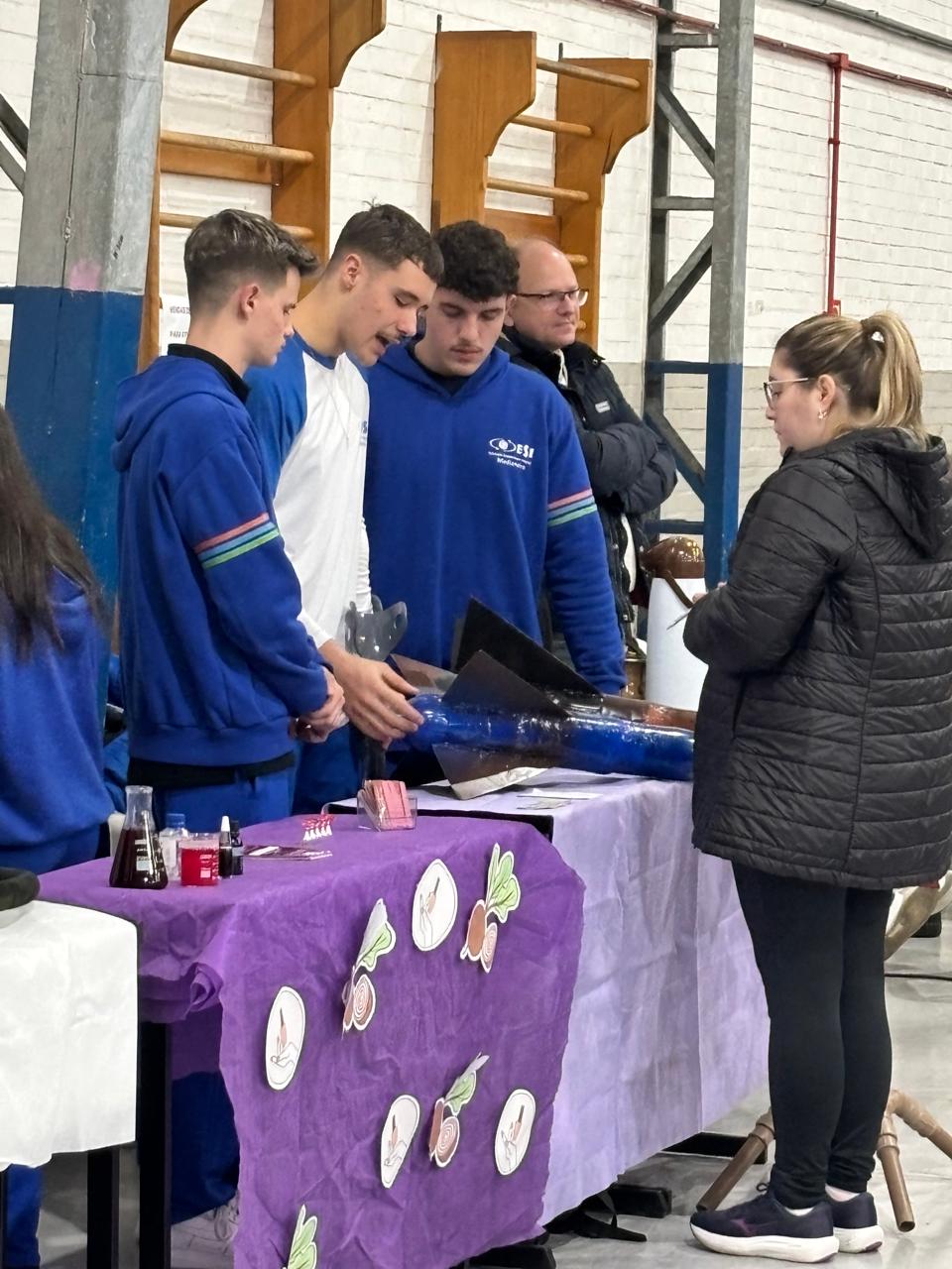 Equipe apresentando projeto de energia sustentável
